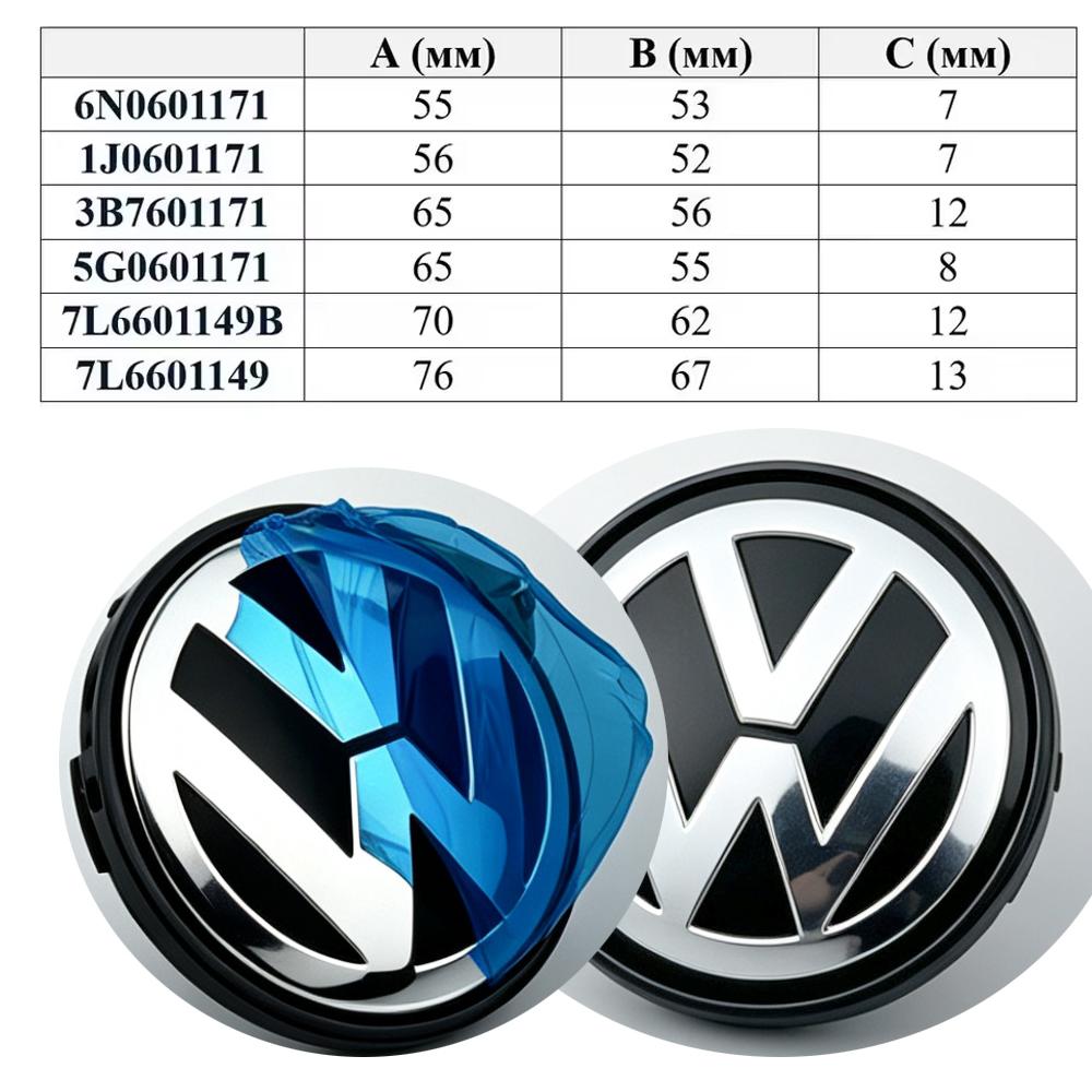 2026 New VW Volkswagen Car Wheel Center Hub Caps Cover 3D 4pcs 55mm 56mm 65mm 70mm for 4 5 6 7 Passat B5 B6 B7 Polo Touran CC accessories