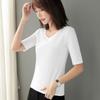 Fashionable Women's Mid-Sleeve, Small High Collar Pure Cotton Slim Fit Shirts