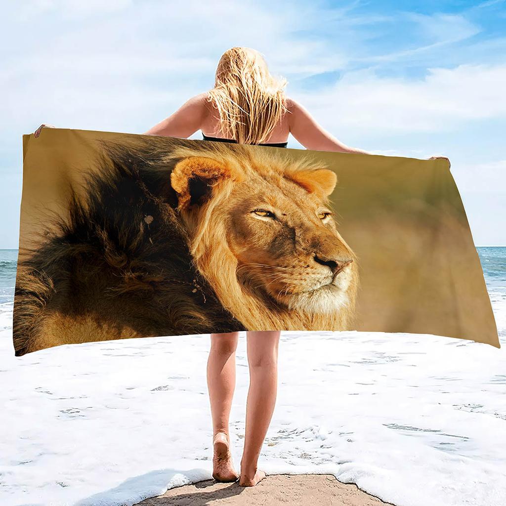 Lion Pattern Series Seaside Vacation Beach Towel Swimming Bath Towel Sports Towel