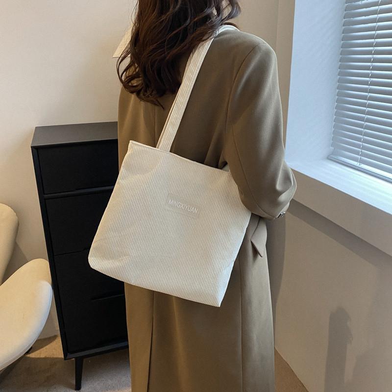 Trendy Canvas Tote Bag For Women 2023 Fashionable And Simple Large Capacity Shoulder Bag