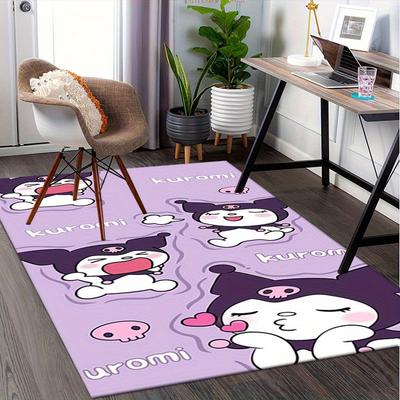 1pc Sanrio Kuromi Mermaid Printed Office Carpet Rectangle Rug Under The Table,Perfect Room Decor for Living Room, Bedroom, Kitchen, Non-slip Floor Mat