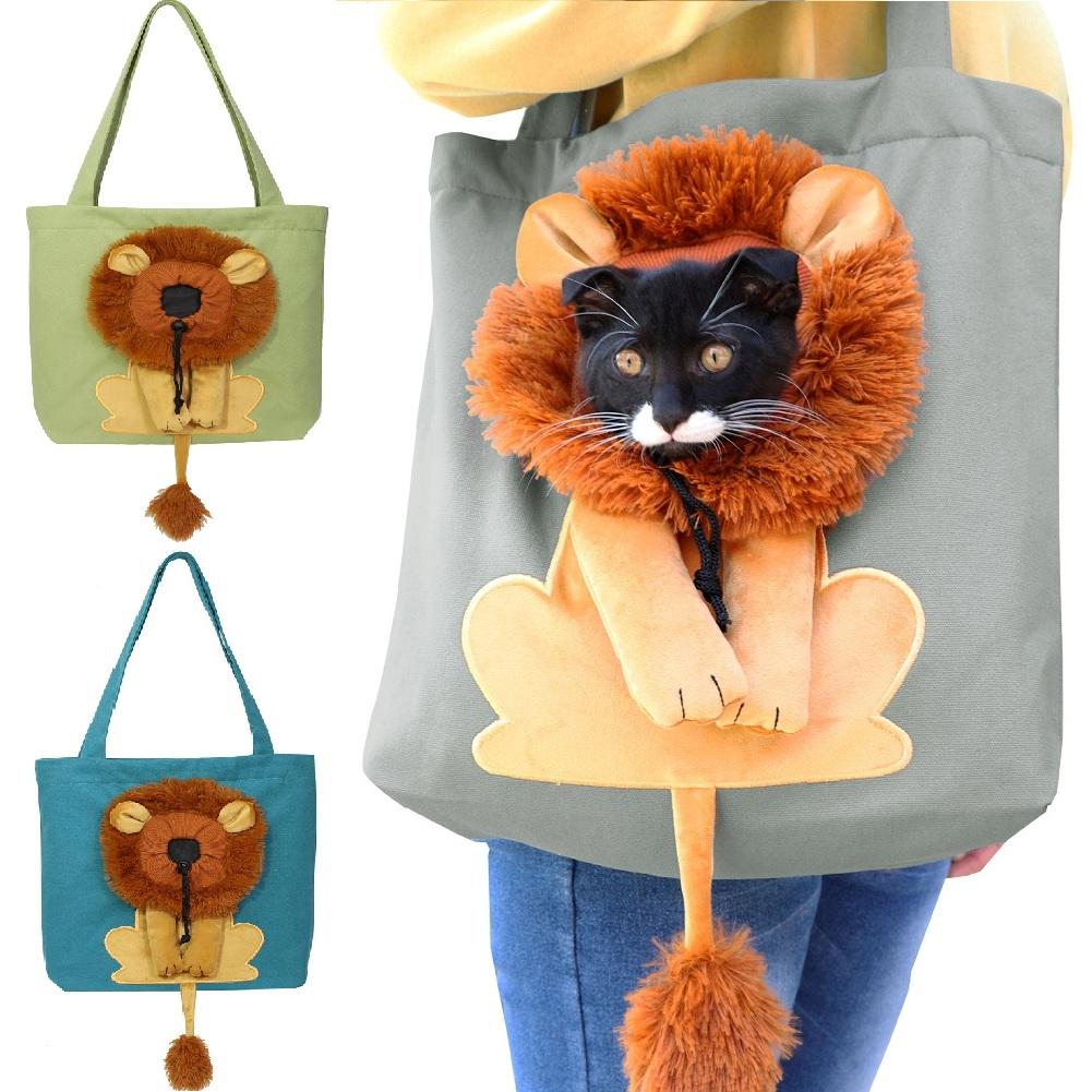 Pet Cat Carriers Lion Design Draagbare ademende tas Katten Hondendraagtassen Uitgaande reizen Huisdieren Handtas met veiligheidsrits