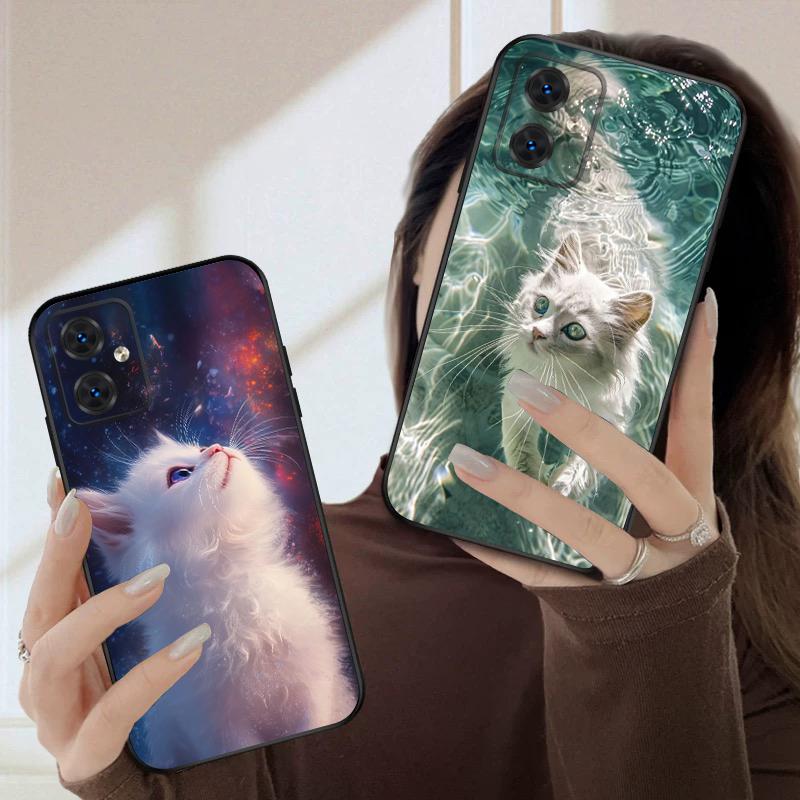 Cat In the Water For Moto Edge 40 50 Neo 5G E 14 15 G04 G05 4G G24 G34 G35 G54 POWER G55 G75 G84 85 Silicone Soft Phone Case