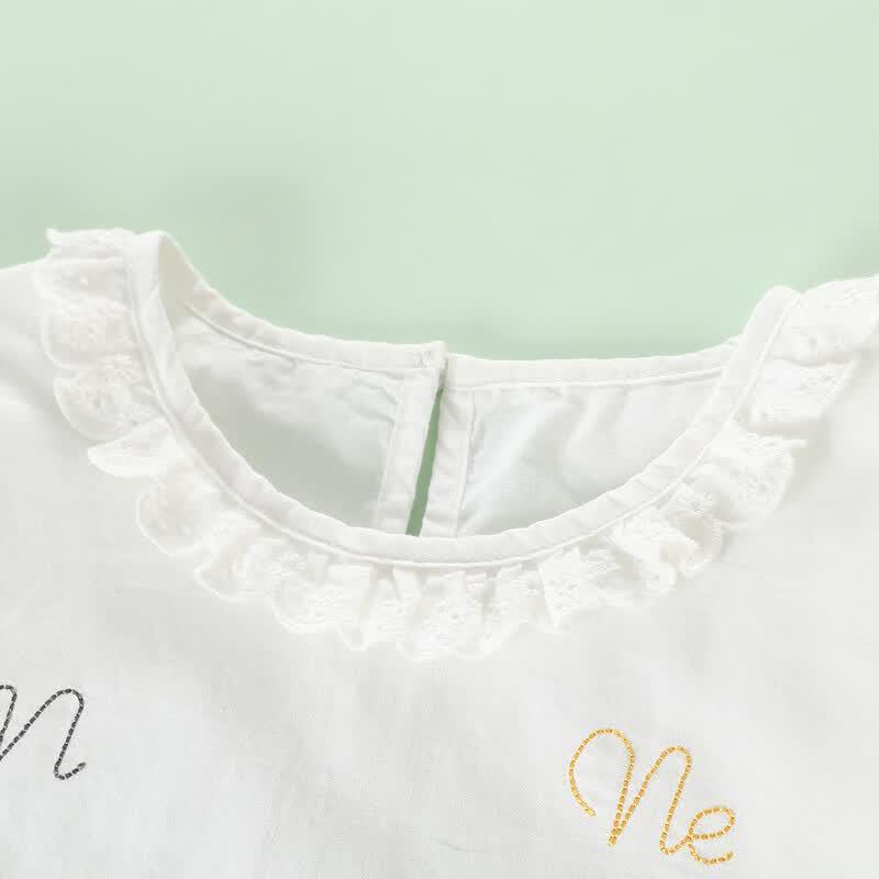 Girls' 2026 Summer Embroidered Cotton T-Shirt & Skirt Set