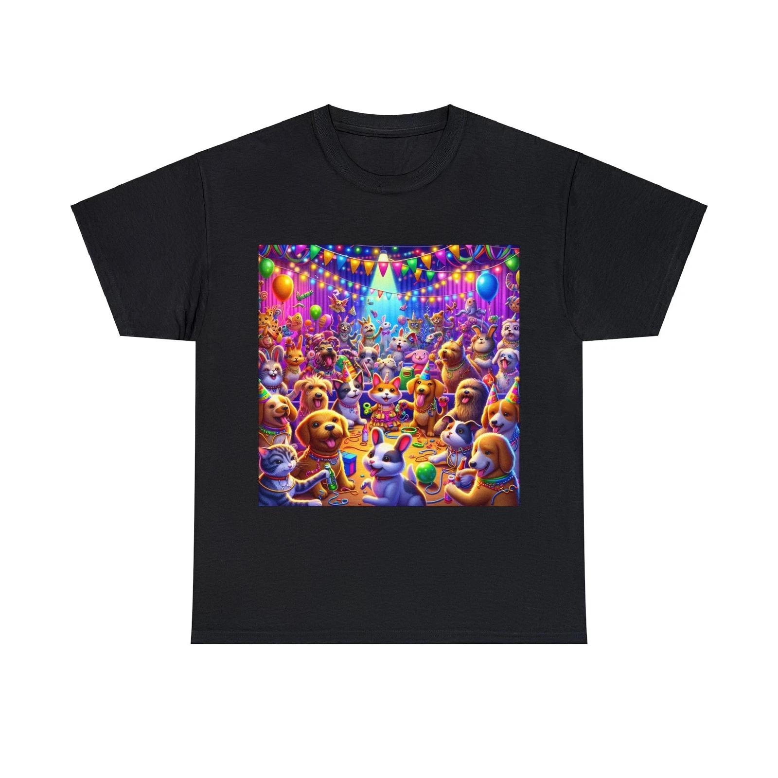 Unisex Adult T Shirt Vibrant Animal Party Celebration Fun Cute Funny Pet Graphic S