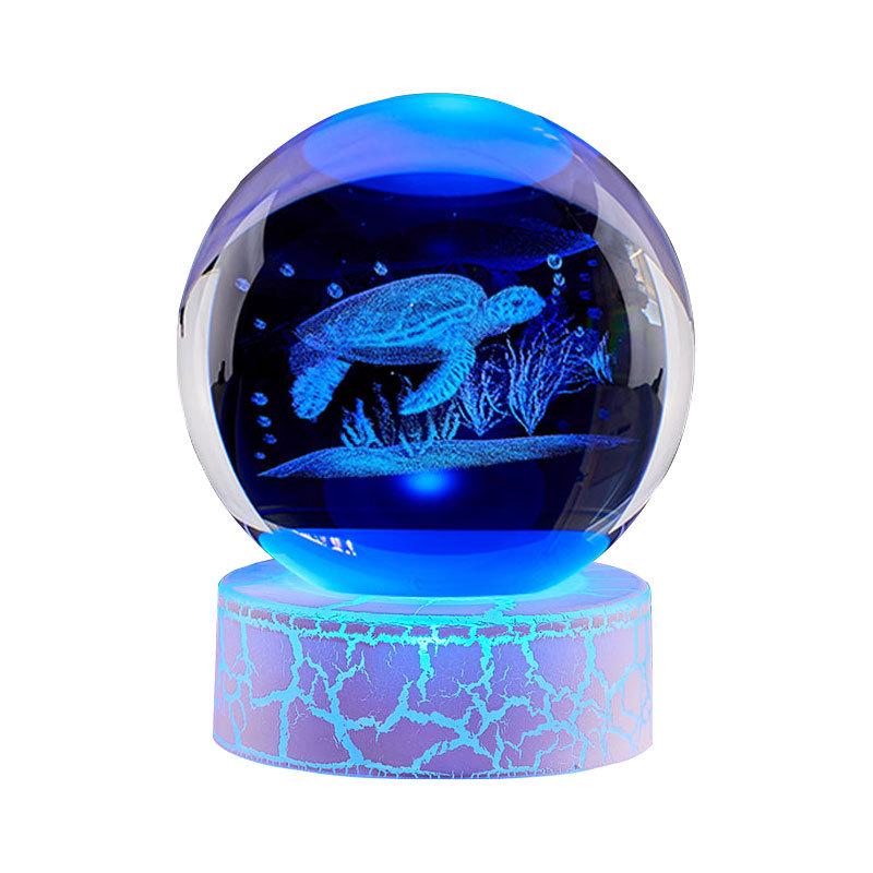 Laser Engraved Sea Turtle Crystal Ball Night Light - Perfect Birthday Gift for Friends or Classmates