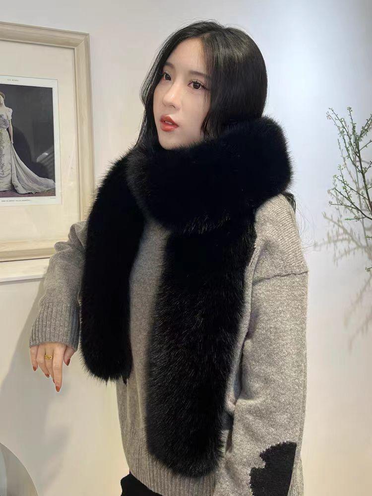 Faux Rex Rabbit Fur Scarf Long Soft Plush Wrap 180cm Length 14cm Width Winter Neck Warmer Shawl