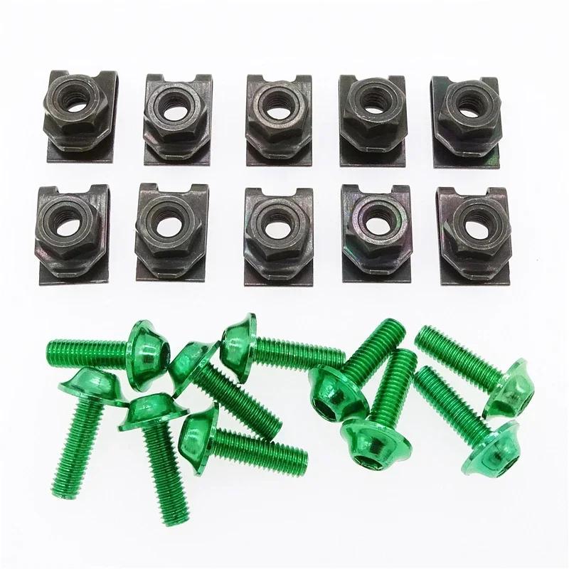 10 Pcs Aluminum Alloy Screw Bolt and U Type Clips with Nut M5 5mm for Motorcycle Scooter ATV Moped