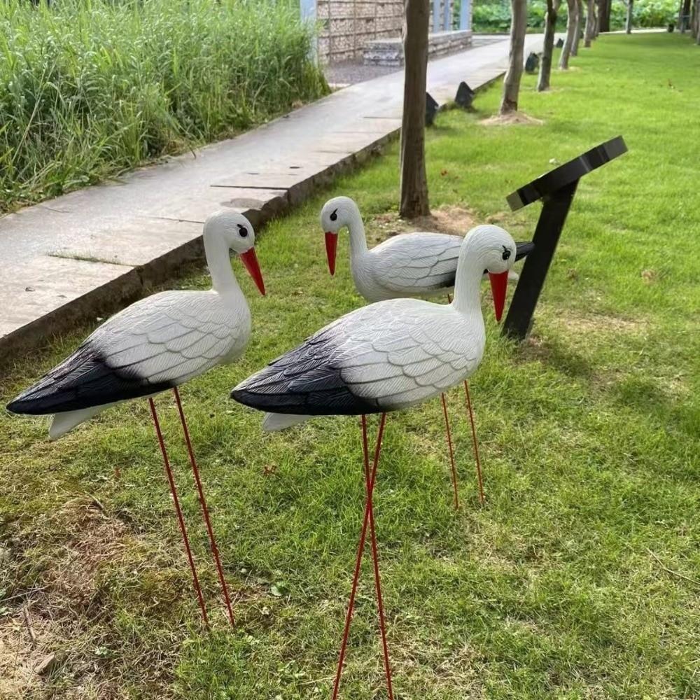 White Crane Crane Statue Detachable Wire Feet Bird Ornament  Outdoor Yard Decoration