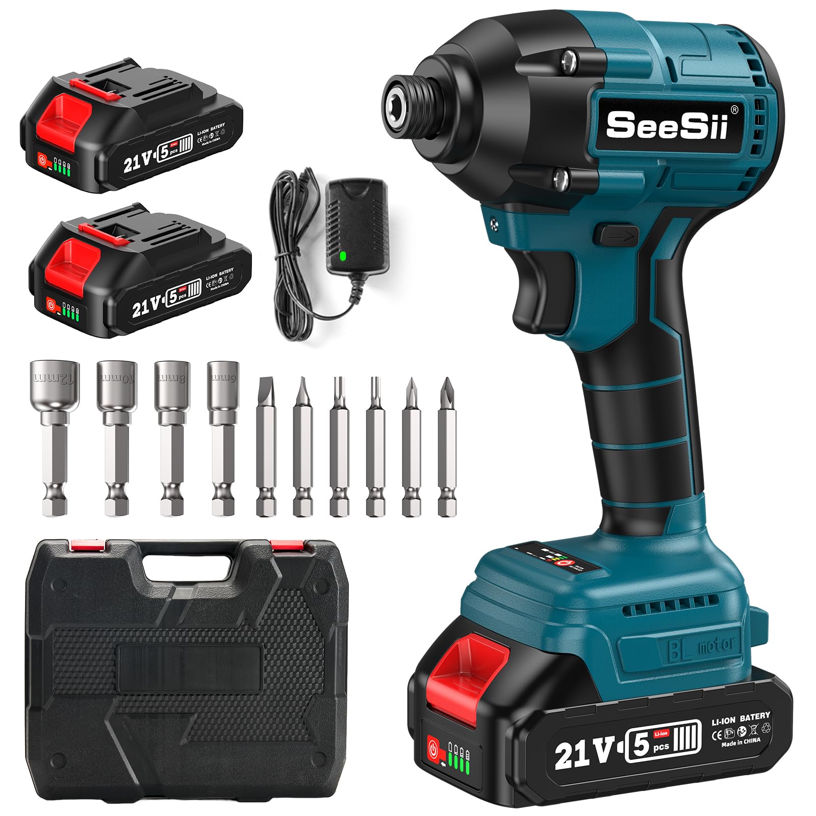 

SEESII Перезаряжаемая электрическая ударная бесщеточная 4 бесступенчатая 2 светодиода простая в использовании для сверления и закручивания толстой мебели модель Makita 18V