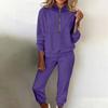 Women's Fashion Two-piece Solid Color Sweatshirt Trousers Casual Set
