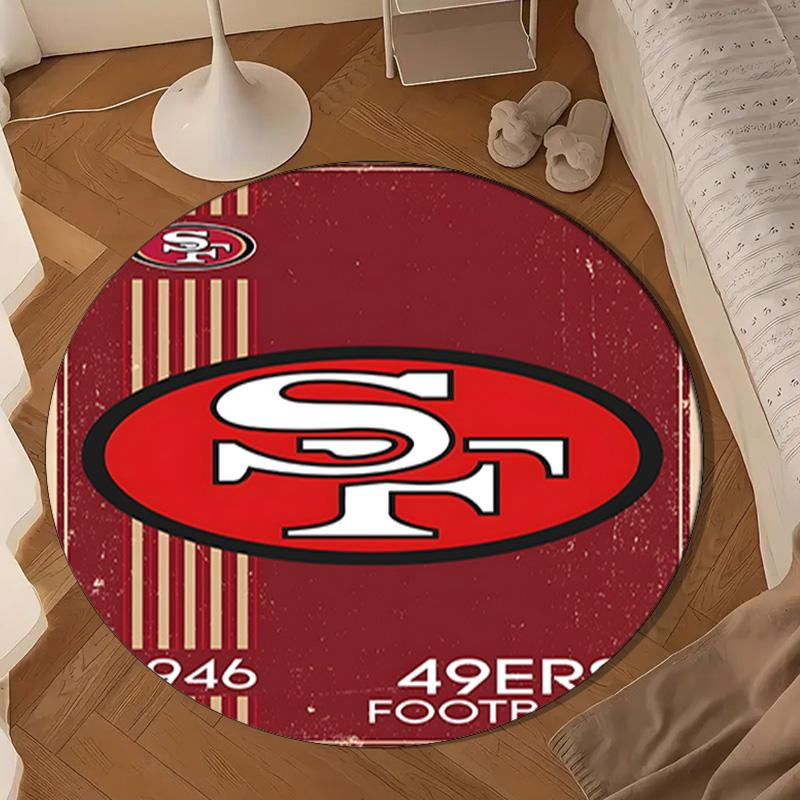 Vintage 49ers Football Round Mat, Anti-slip Circle Carpet Chair Rug For livingroom,Bedroom, Doormat Home Decor Gift Christmas Gifts