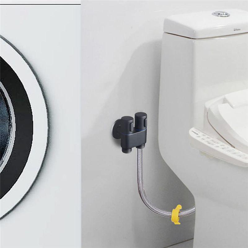 A84E-Mini Multi-Function Faucet Brass 1 Into 2 Out Dual Control Washing Machine Chrome Tap For Washing Machine And Toilet