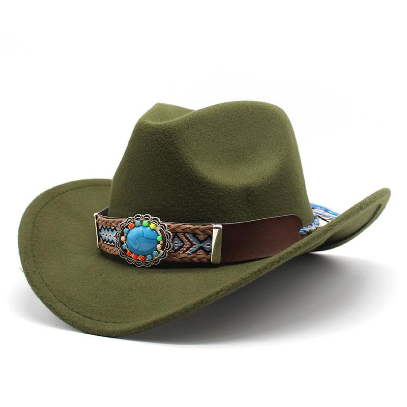 2022 Ethnischer Stil Cowboy-Zylinderhut, Gewellter Filzhut, Amerikanischer Western Outdoor Reithut, Cowboyhüte für Damen und Herren