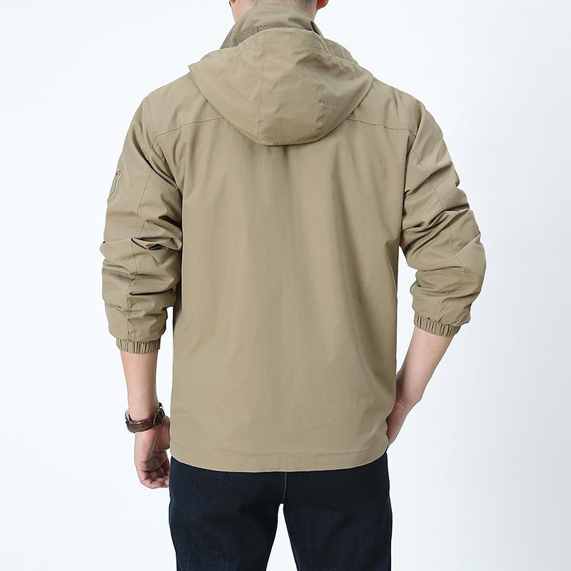 Spring and Autumn Men's Youth Outdoor Casual Jacket Hooded Multi-Pocket Loose Large Size Jacket Beauty Jacket