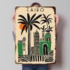Cairo With Palm Trees and Buildings Printed Poster Customized Retro Wall Art Vintage Metal Tin Signs for Home Setup Decorations