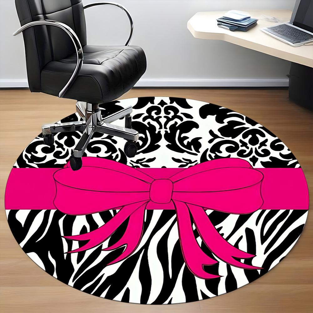 1pc Zebra Print Bow Chair Carpet for Office - Durable, Ideal for Chair Mats, Stylish & Functional Decorative Rug yy260130059