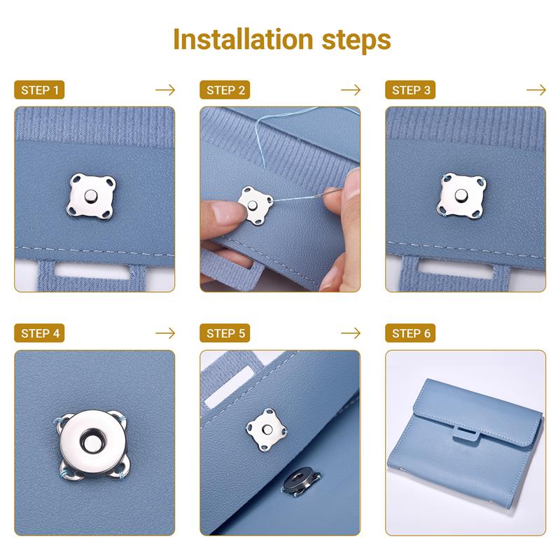 10 Piece/Pack Magnetic Snap Button Metal Plum Blossom Sew On Button Clasps Fasteners For Purses Handbag Clothes DIY Accessorie