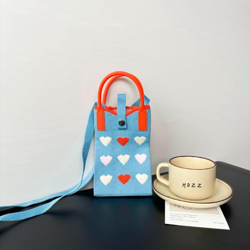 New Love Mobile Phone Bag High-end Knitted Bag Popular Cartoon Cute Portable Storage Messenger Bag