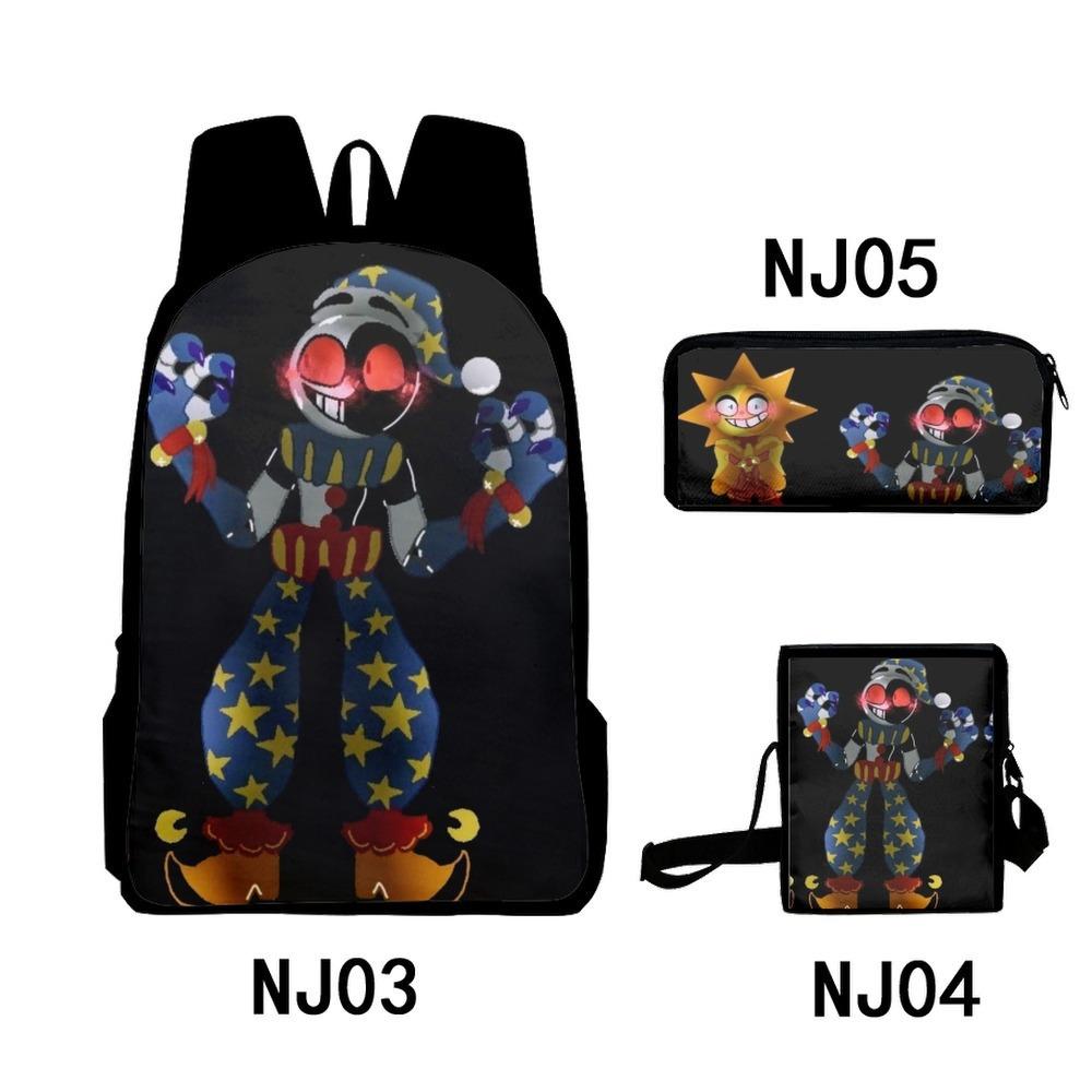 3Dsundropfnaf Backpack Student School Bag Crossbody Bag Pencil Bag Three-Piece Trend