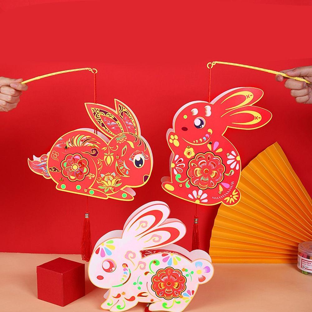 Cartoon Rabbit Flower Lantern Luminous Style Lantern DIY Material Package Mid-Autumn Festival