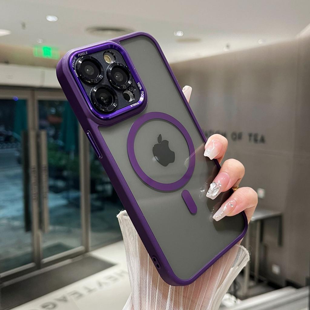 Applicable To Apple 16 Magnetic Suction Phone Case Anti-fall IPhone 15 Promax Metal Lens Ring 13 Skin Feeling Protective Case
