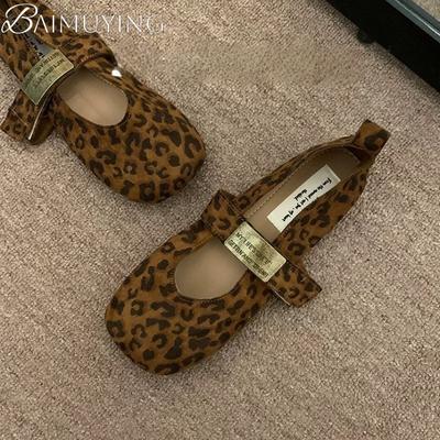 Mocassins Léopard Carrés Femme Sandales Plates Chaussures Décontractées Marie Janes Femme Tendance 2025 Robe Été Confort Semelle Souple Zapatos