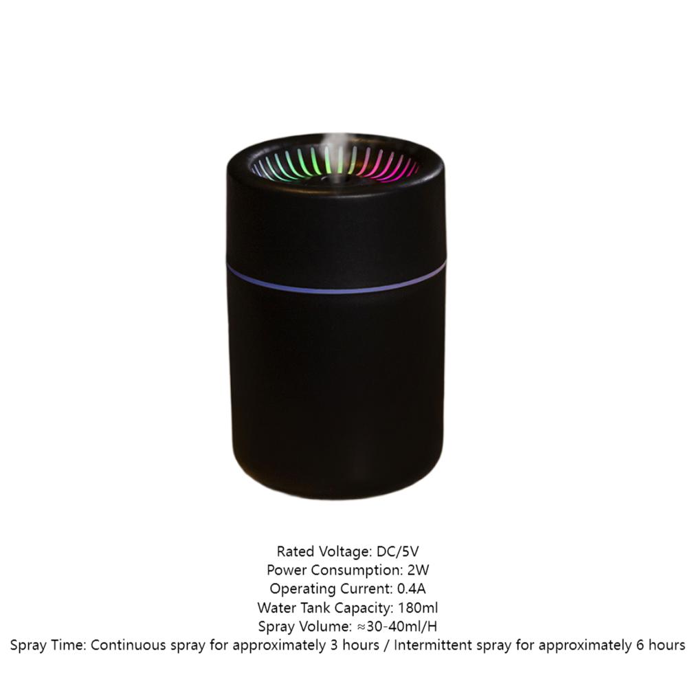 Mini-USB-Luftbefeuchter mit siebenfarbigem Umgebungslichtzyklus, tragbares kompaktes Luftnebelgerät, leiser Betrieb für den Heimgebrauch