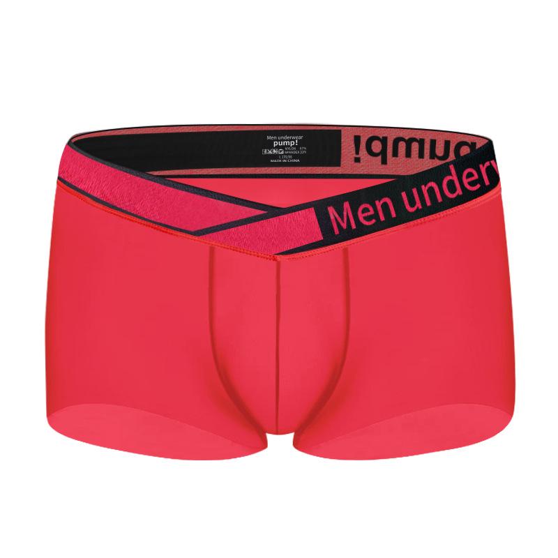 1 Piece V Low Waist Men's Boxer Transparent Ultra-thin Ice Silk Men Underwear Sports Breathable Sexy U Convex Man Boxershorts Trunks
