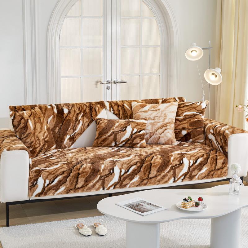 

French plush sofa cushion new light luxury high-end seat cushion thickened non-slip autumn and winter sofa cover cloth 70*70cm