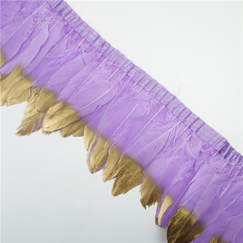 2Meter Gold Silver Goose Feathers Trim On Tape Fringe Ribbon Geese Feather for Crafts Golden Needlework Accessories Decoration