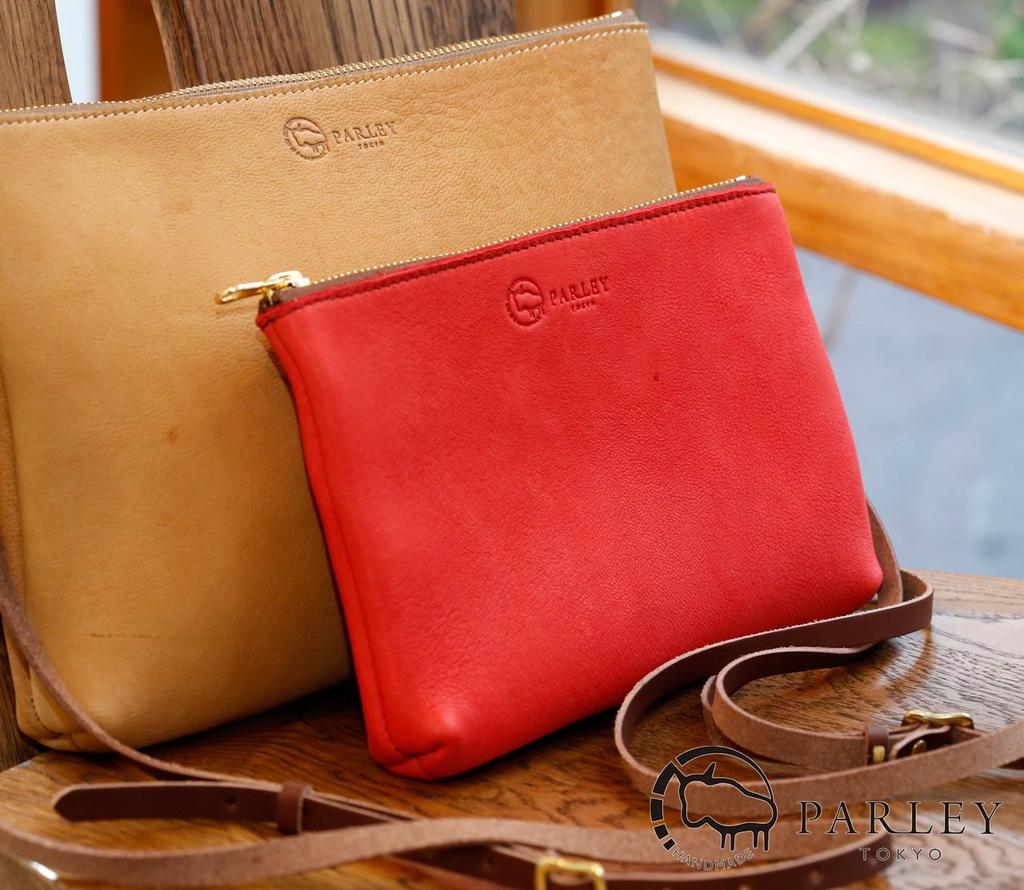 MADE IN JAPAN Parley Elk Made in Japan Writing utensil Smartphone Passport Aging Beautiful Wild Elk Sacoche Shoulder Pouch L Red [PARLEY] [ELK] Men's