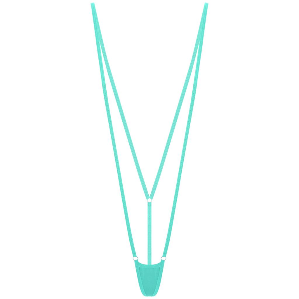 Damen Micro Monokini Spaghettiträger Mini T-Back String Badebekleidung