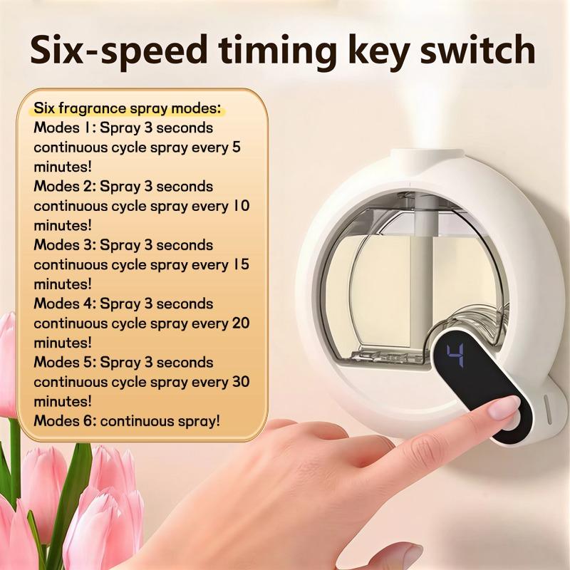 Désodorisant mural 50 ml 6 modes Affichage numérique Parfum automatique Purificateur d'air Machine d'aromathérapie rechargeable pour chambre à coucher Toilettes