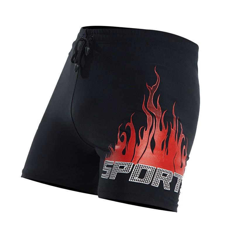 

Men s Swimming Trunks Prevent Embarrassment Large Size Straight Box Swimsuit Professional Quick-drying Hot Spring Flame Print Pants Men One size fits all 120-160 kg