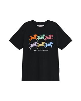 THEMUSEUMVISITOR Dot Horse Graphic T-Shirt (Black)
