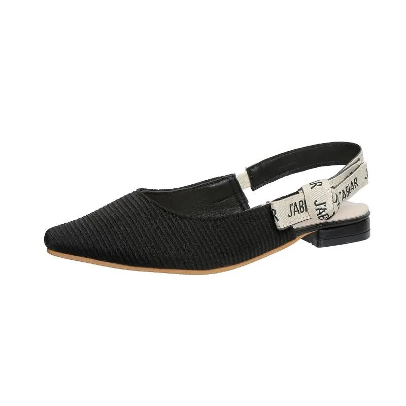 

Вязаные балетки Женские сандалии Острый носок Модная летняя обувь 2025 Новый тренд Элегантные дизайнерские туфли для платья Chaussures Femme 41 чёрный