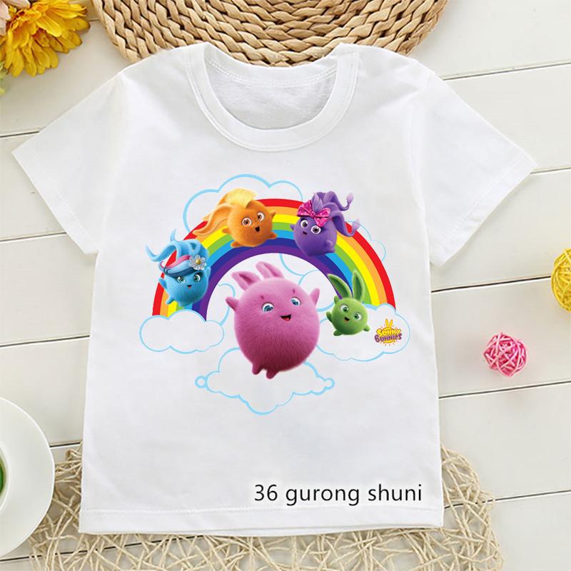 New Arrival Girls Tshirt Cute Sunny Bunnies Cartoon Print Kids T-Shirts Summer Funny Boys T Shirt Fashion Toddler Shirt Tops