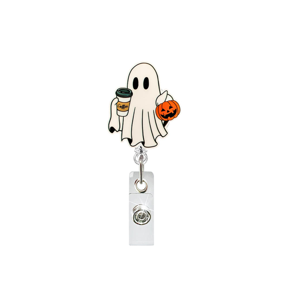 Skull Flower Id Tag Badge Holder With Retractable Badge Reel Cards Storage Organizer For Nurses Employee Pass Work Card Holder