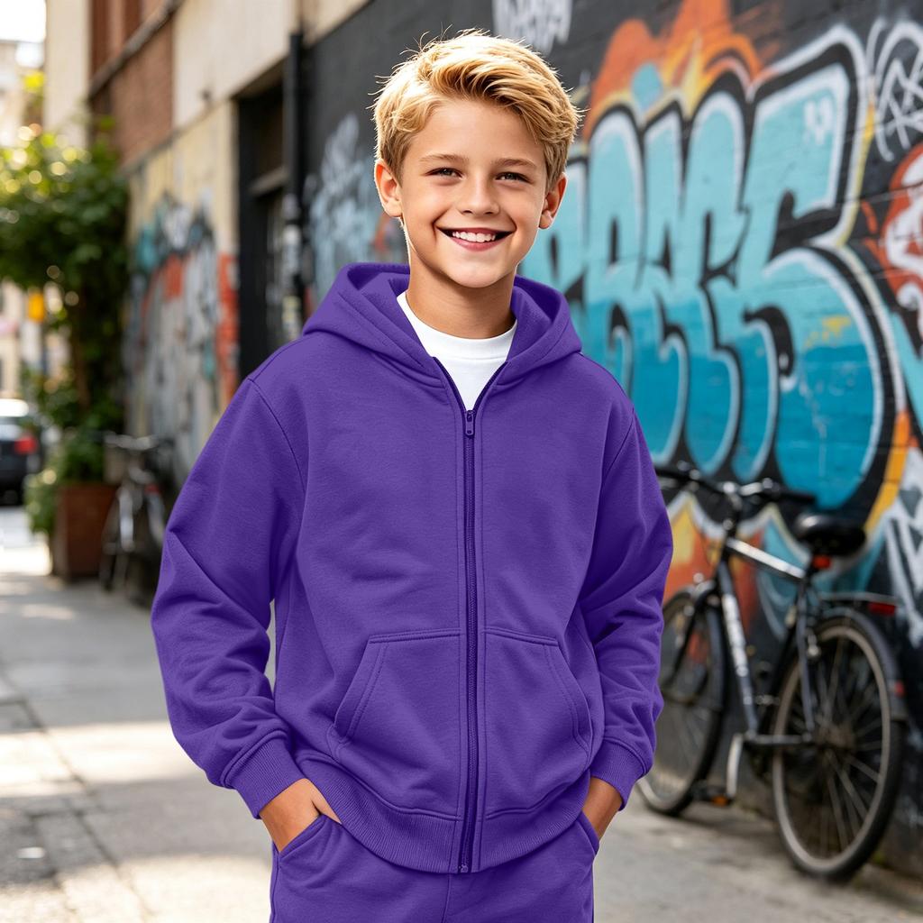 Kinder Kapuzenpullover mit Reißverschluss Sport-Sweatshirt Jacke für Jungen und Mädchen Freizeit Outdoor Kleidung
