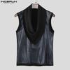 INCERUN Men Swing Collar Sleeveless Glitter Patchwork Casual Party Tank Tops