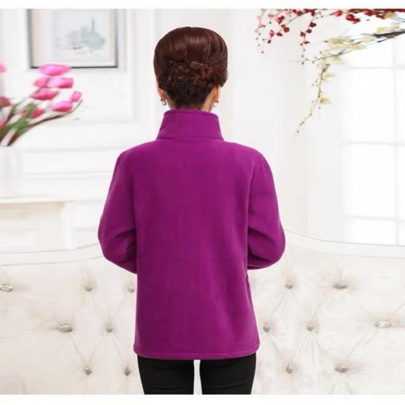 Starší ženy středního věku Sportovní bunda Polar Fleece Jarní a podzimní stojáček Volný Outdoor Ležérní mikina Fleecová jednobarevná Krátký top
