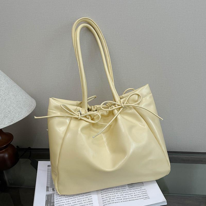 Simple Pu Bowknot Drawstring Bag For Daily Use