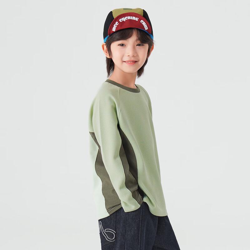 Boys' Waffle Patchwork Color Block Long Sleeve T-Shirt