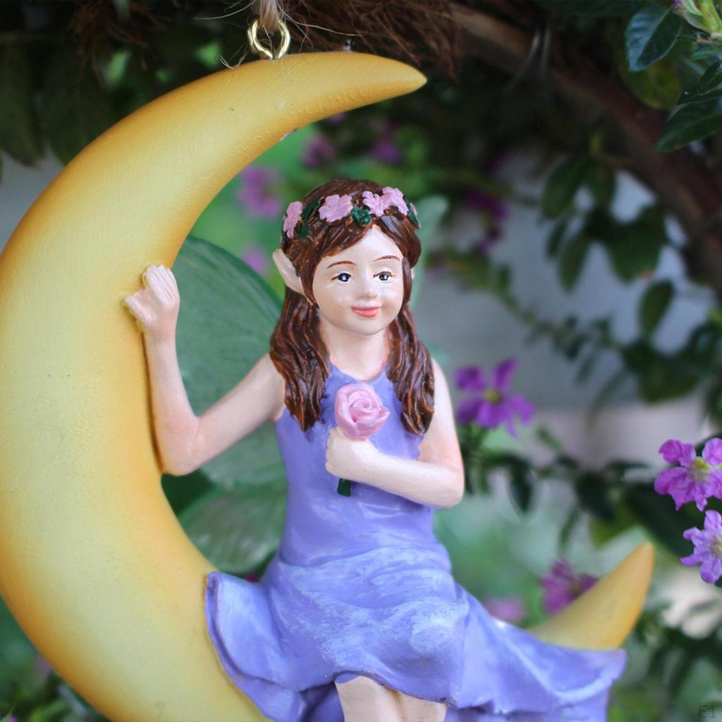 Miniature Fairies Figurines Planter Pot Hanger Glowing Wings Fairy Garden Accessories for Flowerpot