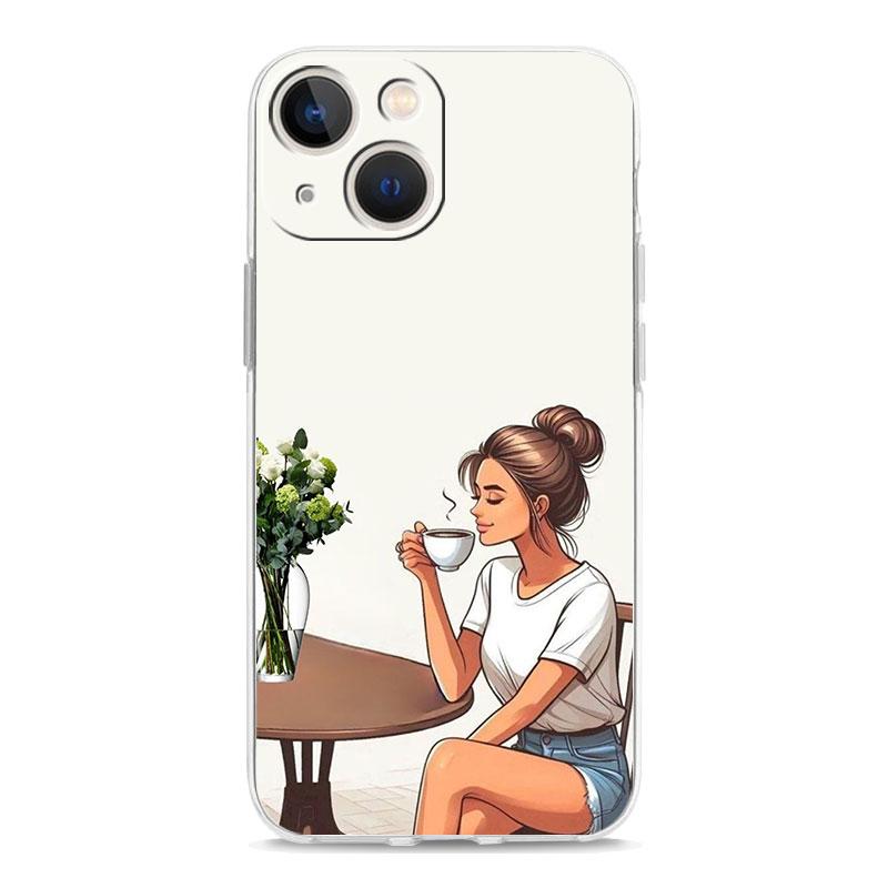 Phone Case For iPhone 16 Cases iPhone 15 12 13 14 16 Pro Max X XR XS Max 15 Plus 16Pro iPhone11 Cover Girl Boss Female Coffee