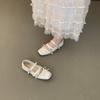 Retro Niche Design Flat-bottomed Square Head Single Shoes Ballet Shoes Early Autumn New French Silver Mary Jane Shoes Women's Shoes