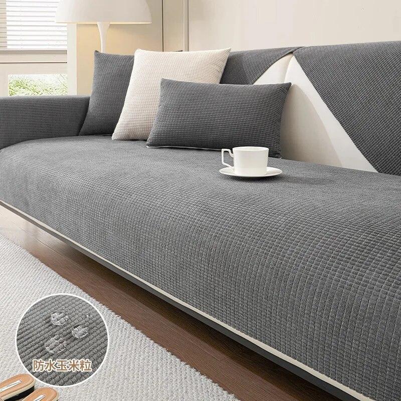 Waterproof Corn Grain Sofa Cover Non-Slip Modern Couch Cushion Solid Living Room Armrest Covers