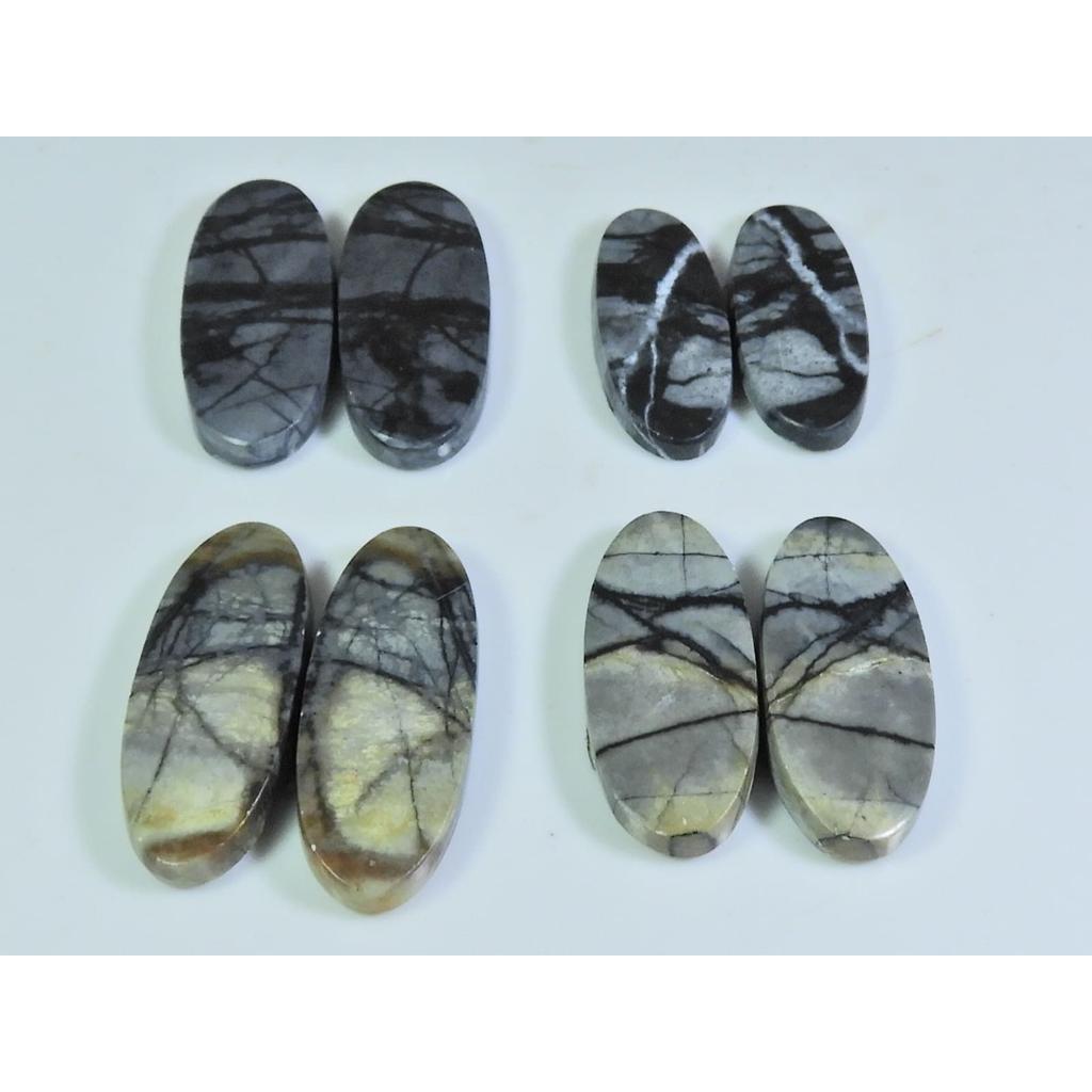 24-28MM Natural Picasso Jasper Matched Pair Oval Loose Gemstone 4Pair Lot A-589