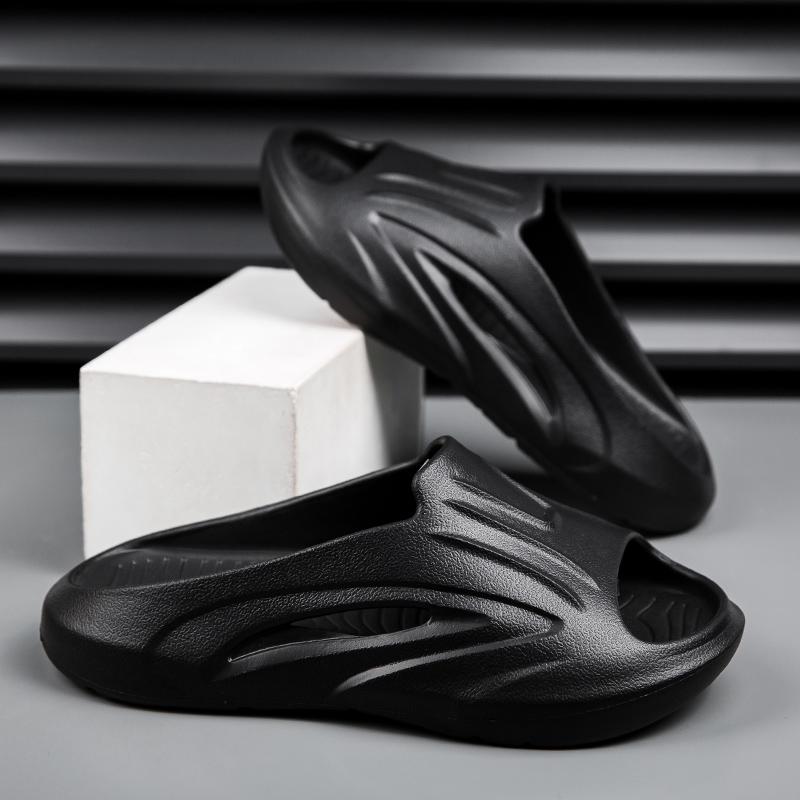 

Модные домашние тапочки, мужские тапочки с толстой подошвой, мягкие и удобные туфли для мужчин, нескользящие туфли, нескользящие для дома и улицы, новые 4546 чёрный